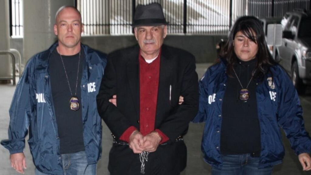 Mahmoud Bazzi (centre), a Lebanese national suspected of kidnapping, torturing and killing two Irish United Nations peacekeepers in 1980, has been deported from the US over immigration offences. Photograph: US Immigration and Customs Enforcement.