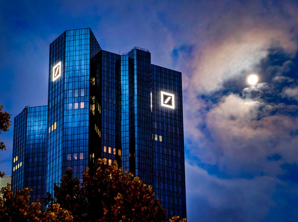 The headquarters of the Deutsche Bank in Frankfurt (Michael Probst/File/AP)