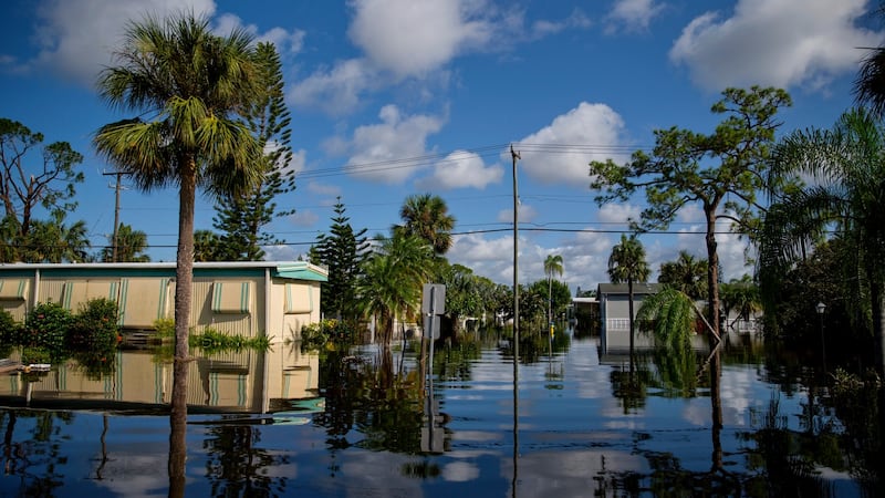 A flooded neighbourhood in Bonita Springs days after Hurricane Irma swept through Florida. Photograph: Eric Thayer/The New York Times