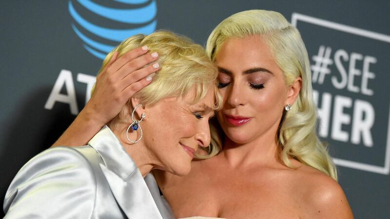 Critics’ Choice Awards: Glenn Close, left, and Lady Gaga, joint winners for the best actress award. Photograph: Jordan Strauss/AP