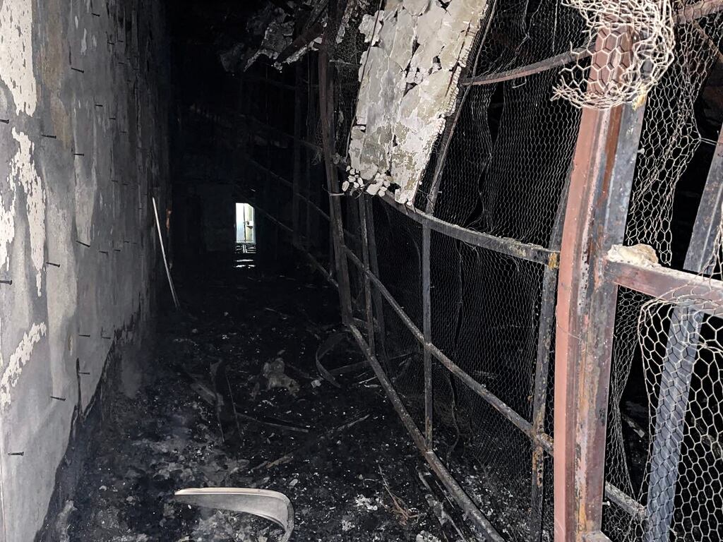 Damage caused by a fire inside the building of the Evin prison, in the northwest of the Iranian capital Tehran. Photograph: IRNA / AFP/Getty