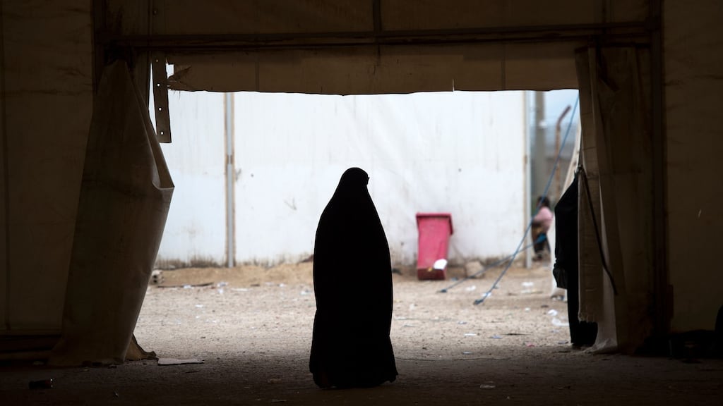 A woman in Al-Hawl camp in northeast Syria. Photograph: Fadel Senna/AFP/Getty Images