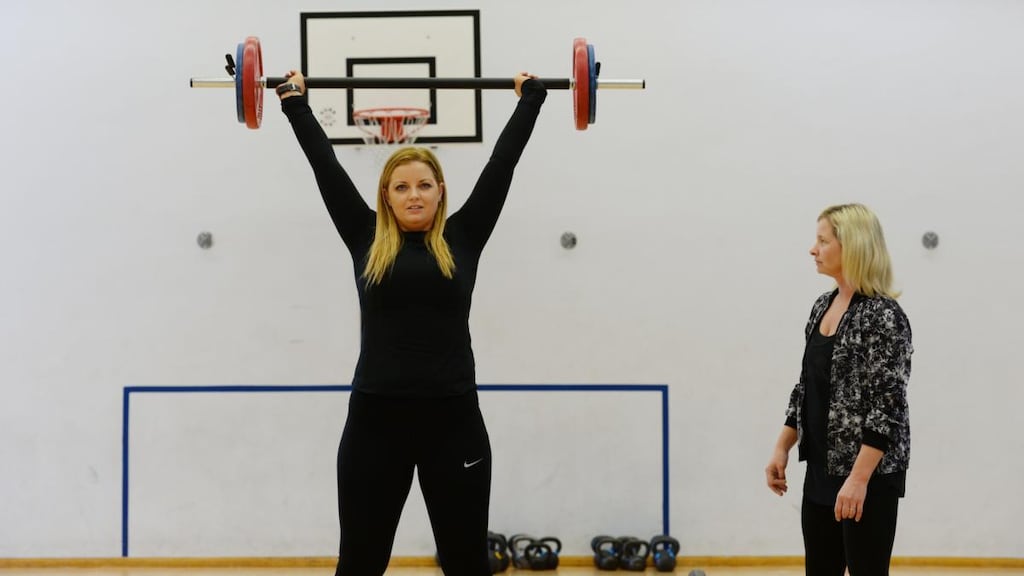 Rachel Flaherty in Gloucester St Gym with trainer Elaine Hurley. Photograph: Alan Betson