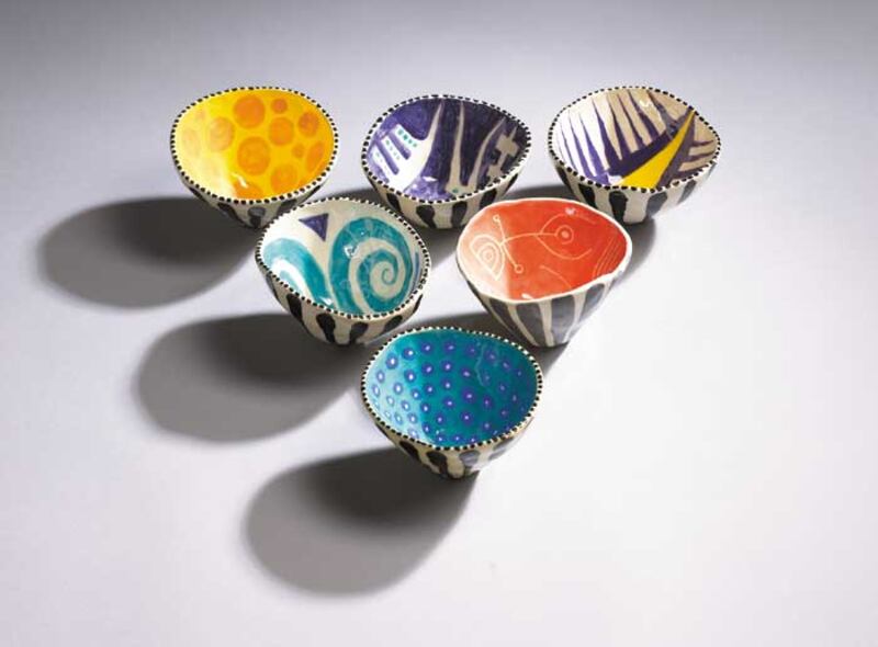 Six bowls by ceramicist John ffrench