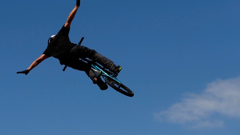 BMX freestyler Dave Mirra in full flight. Photograph:  Jonathan Ferrey/Getty Images
