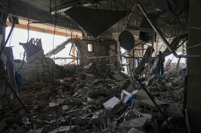 A destroyed room at Nasser Hospital in Khan Younis. Photograph: Jehad Alshrafi/AP