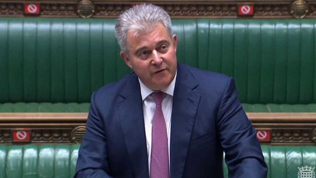 Northern Ireland secretary Brandon Lewis speaking in the House of Commons on Wednesday. Photo: PRU handout/AFP via Getty Images