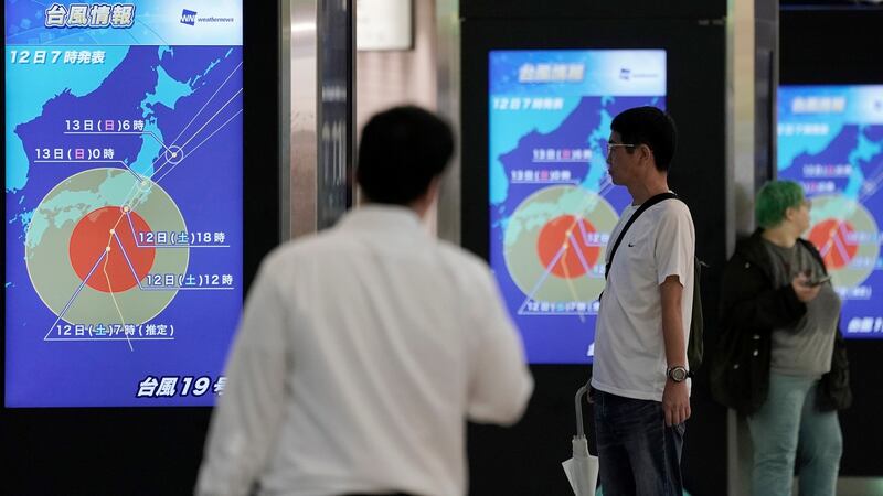 The strongest typhoon this season has forced the suspension of many of Japan’s railway services all over the country and cancelled about 1,600 domestic and international flights. Photograph: Kimimasa Mayama/EPA