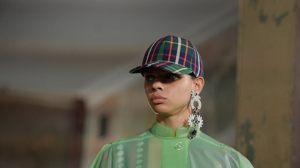 A model at the Burberry Spring/Summer 2018 show at London Fashion Week. Photograph: Mary Turner/File/Reuters