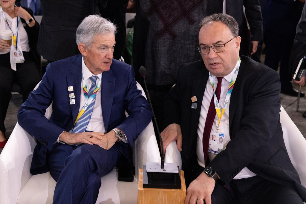 US Federal Reserve chairman Jerome Powell (left) and Bank of England governor Andrew Bailey have both struggled to contain inflation.