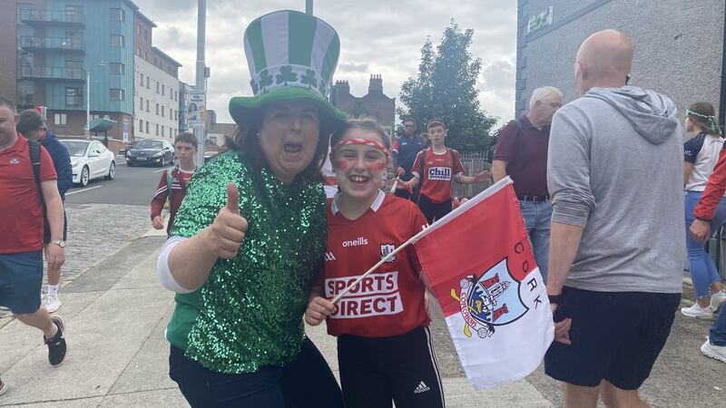 Sinéad Uí Mhurchú and daughter Niamh on a day out to remember – especially for the Cork supporter. Photograph: Ellen O’Riordan
