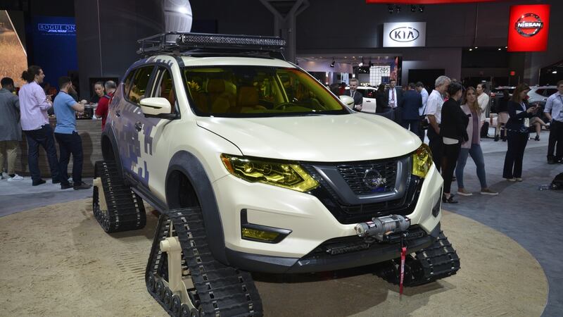Nissan’s X-Trail with tank tracks instead of wheels at the New York auto show