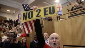 Sadiq Khan’s speech disrupted by Trump supporters