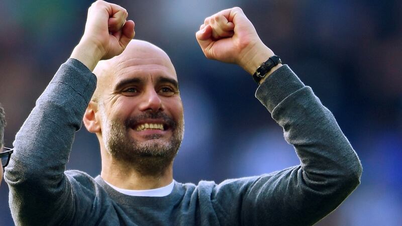 Pep Guardiola’s Manchester City retained the title with a win over Brighton. Photograph: Toby Melville/Reuters