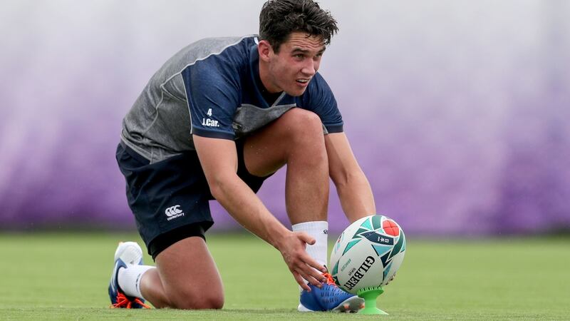 Joe Schmidt has gievn a positive update on the fitness of Joey Carbery, who has been left out of the matchday squad for Scotland. Photograph: Dan Sheridan/Inpho