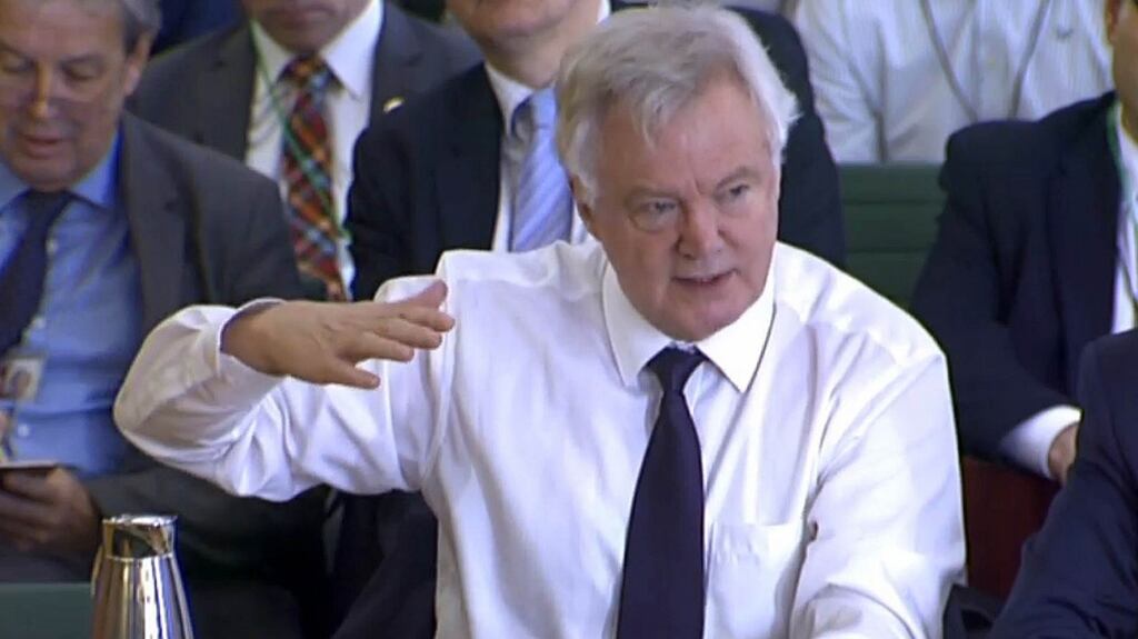 Brexit secretary David Davis gives evidence to the Brexit Select Committee in the House of Commons, London on Wednesday. Photograph: PA Wire