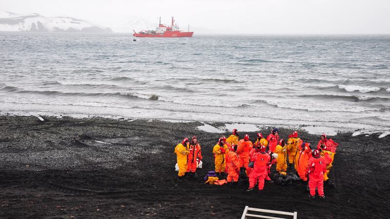 NUIG scientists and members of the Spanish research vessel BIO Hesperides conducting cloud assessments in South Antarctica.