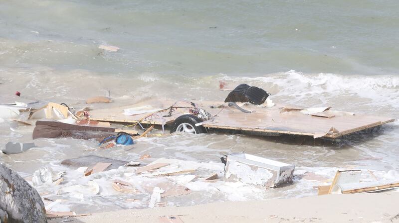 The scene in Claddaghduff, near Clifden in Co Galway where a woman died after her caravan was blown off a cliff. Photograph: Niall Carson