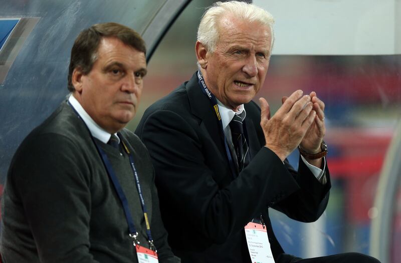 Giovanni Trapattoni (right) – as with Jack Charleton, Ireland was his last job in football; he was 71 when he finished. Photograph: Donall Farmer/Inpho