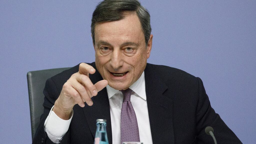 ECB president Mario Draghi. The bank stressed the need for “patience” in removing monetary support too quickly. Photograph: Bloomberg