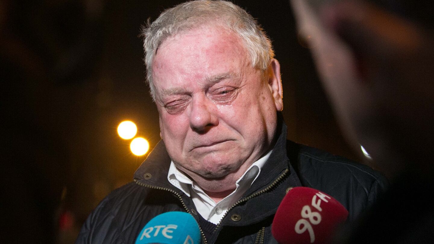 Uncle of the deceased John Curry speaking to media at the scene on Thursday. Photograph: Gareth Chaney/Collins