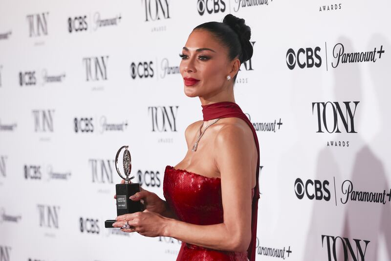 Nicole Scherzinger with her Tony Award for Best Performance by an Actress in a Leading Role in a Musical for Sunset Boulevard. Photograph: EPA