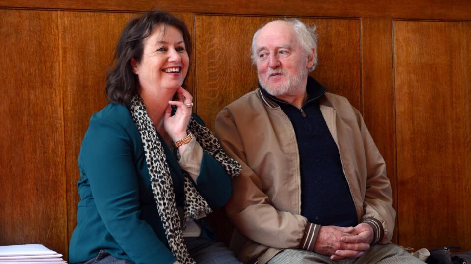 Anne Haverty and Brian Bourke at the Aosdána general assembly at Royal Hospital Kilmainham on Tuesday. Photograph: Cyril Byrne
