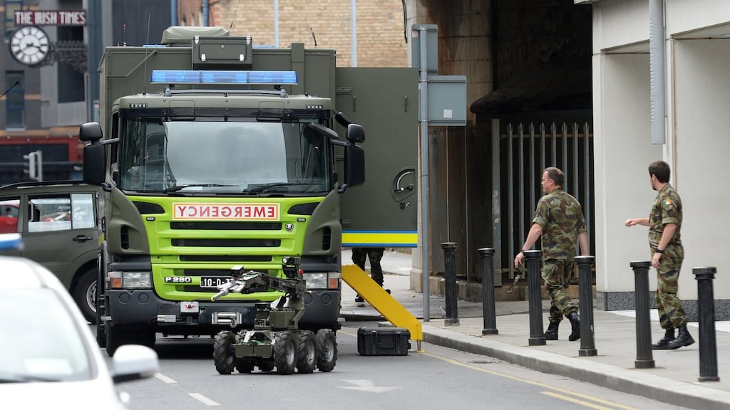 Army bomb disposal team on Townsend Street in Co Dublin this year. File photograph: Dara Mac Dónaill / The Irish Times