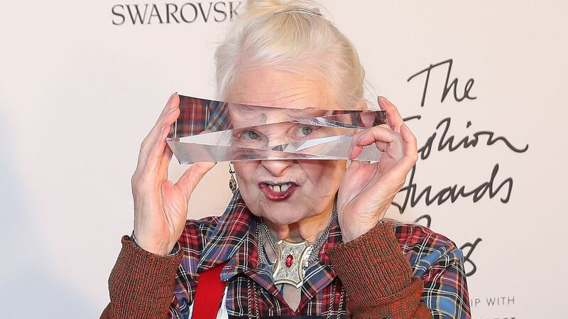 British fashion designer Vivienne Westwood with her award for Positive Change during the British Fashion Awards 2018 in London on Monday. Photograph: Daniel Leal-Olivas/AFP/Getty Images