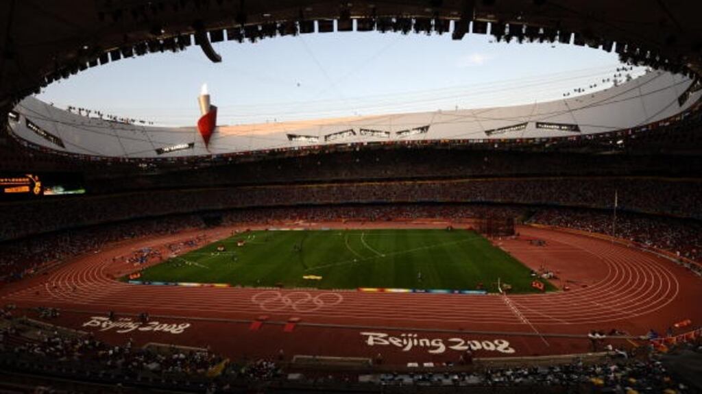 Beijing’s Bird’s Nest Stadium during the 2008 Olympic Games. Photograph: Getty