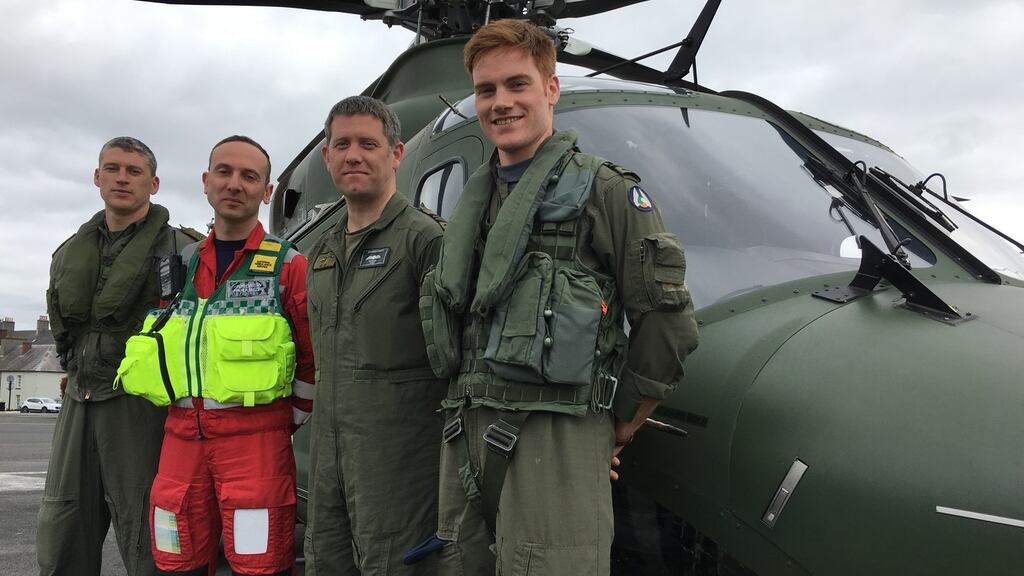 Sgt Damien Kelly (left), Advanced Paramedic Darren Figgis, Comdt Phil Bonner and Lt Kevin Fitzgerald, ready for duty. Photograph: Peter Murtagh