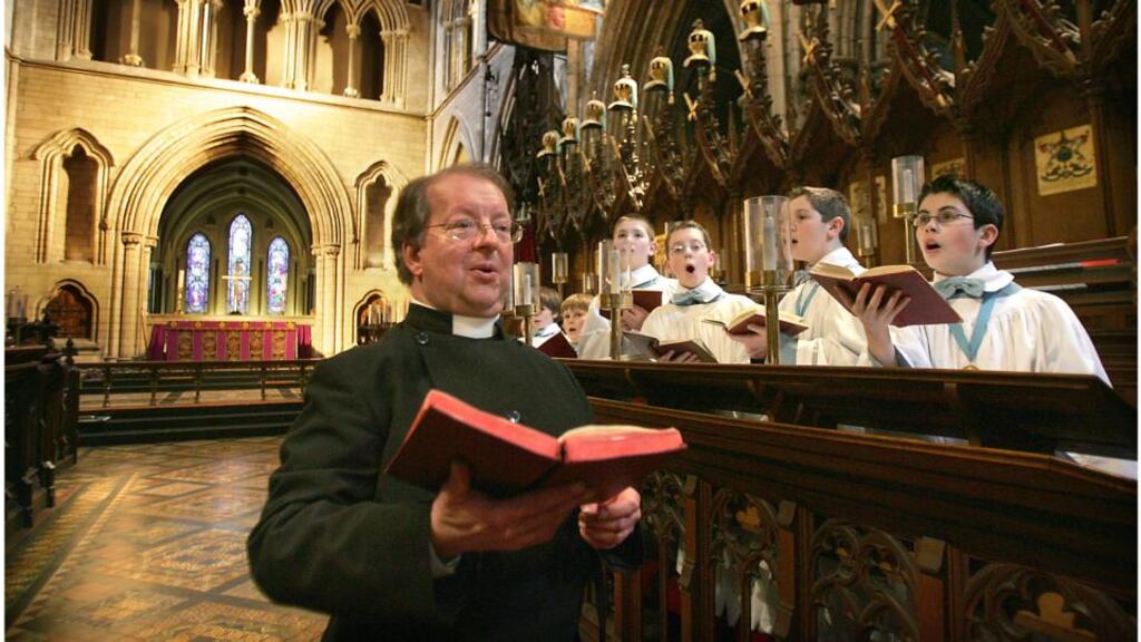 Canon Robert Reed, precentor, conducting choir rehearsal at St Patrick’s Cathedral. Photograph: Brenda Fitzsimons