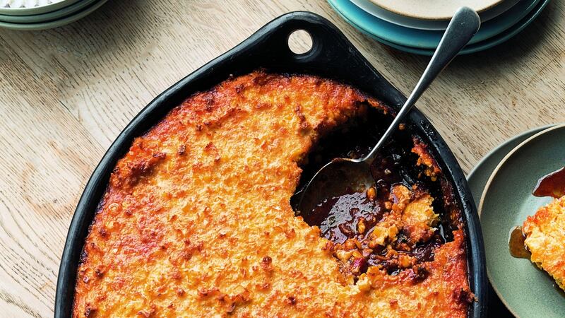 Slow-cooked chicken with a crisp corn crust