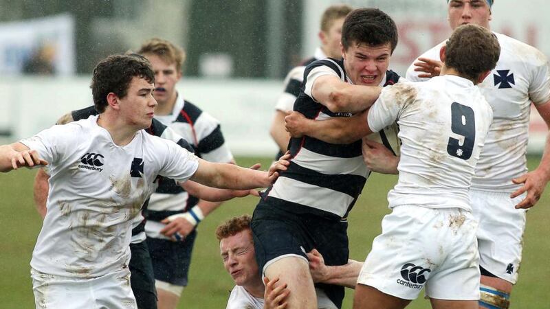 Jacob Stockdale in action for Wallace High School in 2014. Photograph:   Jonathan Porter/Presseye/Inpho