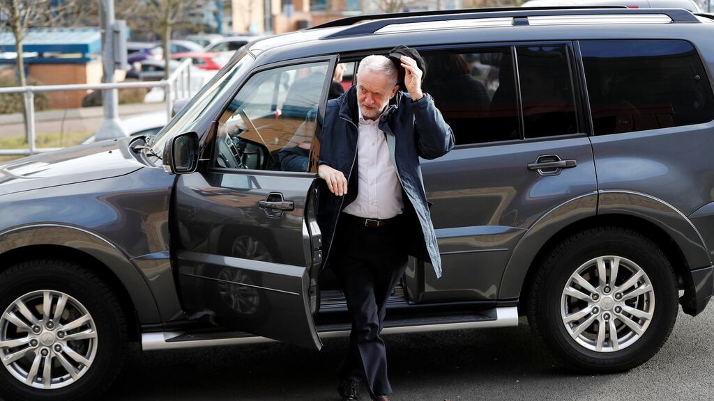 Labour Party Jeremy Corbyn, arrives to give a speech on Brexit at the National Transport Design Centre at Coventry University, Britain February 26, 2018. REUTERS/Darren Staples