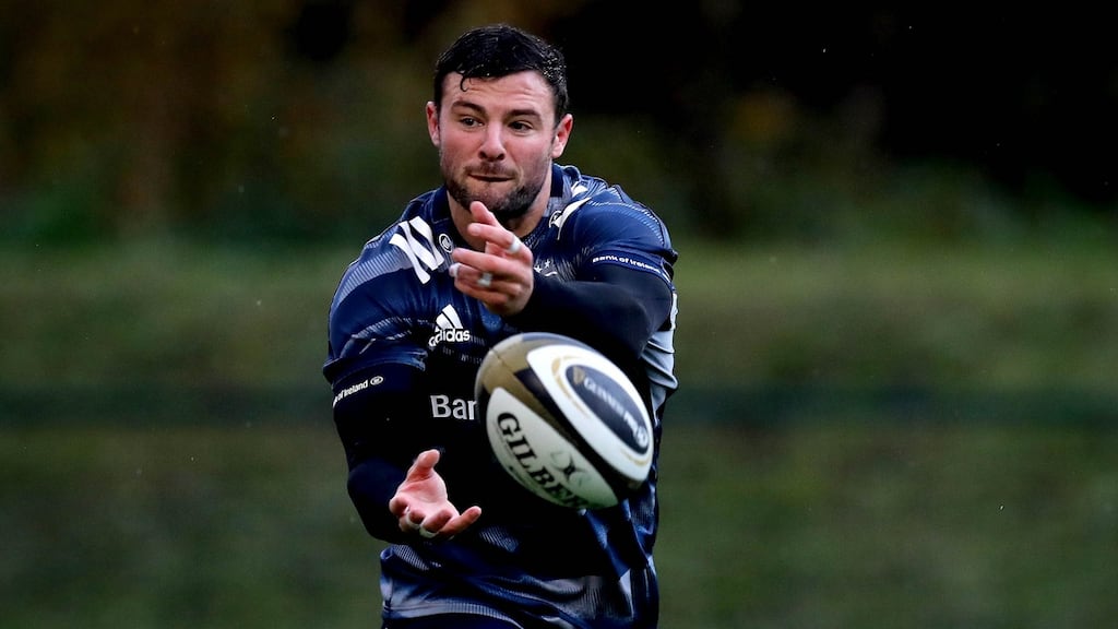 Robbie Henshaw: Ireland international will start at centre (with Joe Tomane) for Leinster against his former club Connacht in Galway. Photograph: Ryan Byrne/Inpho