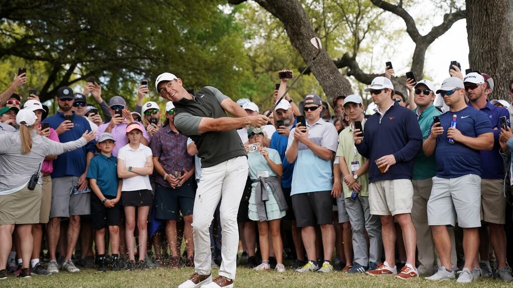 Rory McIlroy in action against  Justin Harding of South Africa during the second round of the World Golf Championships-Dell Technologies Match Play at Austin Country Club  in Austin, Texas. Photograph: Darren Carroll/Getty Images