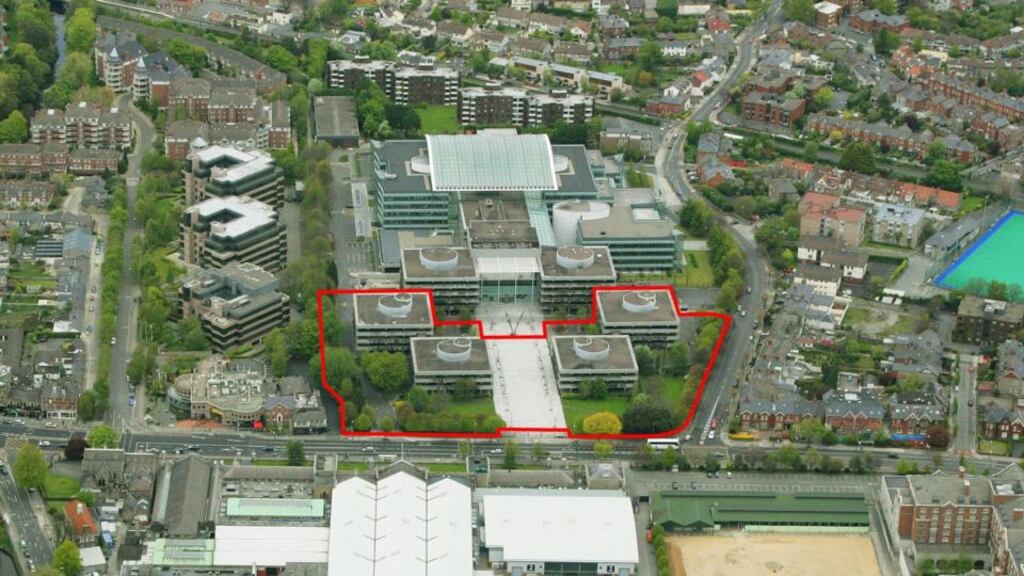 The office redevelopment site including four dated office buildings at the front of AIB’s Bankcentre in Ballsbridge