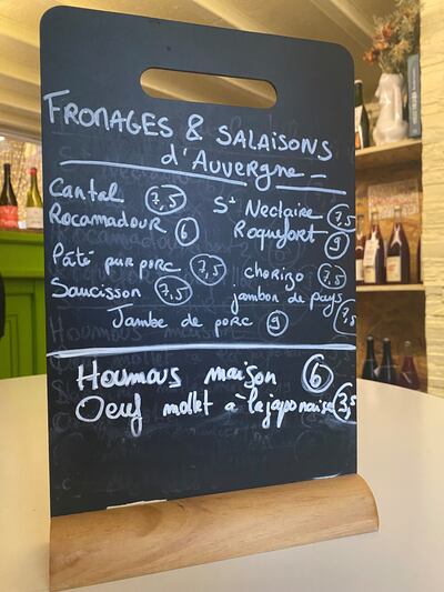 A board displaying dishes available at Fanfan & Loulou in Nice. Photograph: Corinna Hardgrave