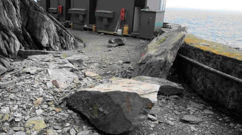 Part of the rock fall on Skellig Michael.