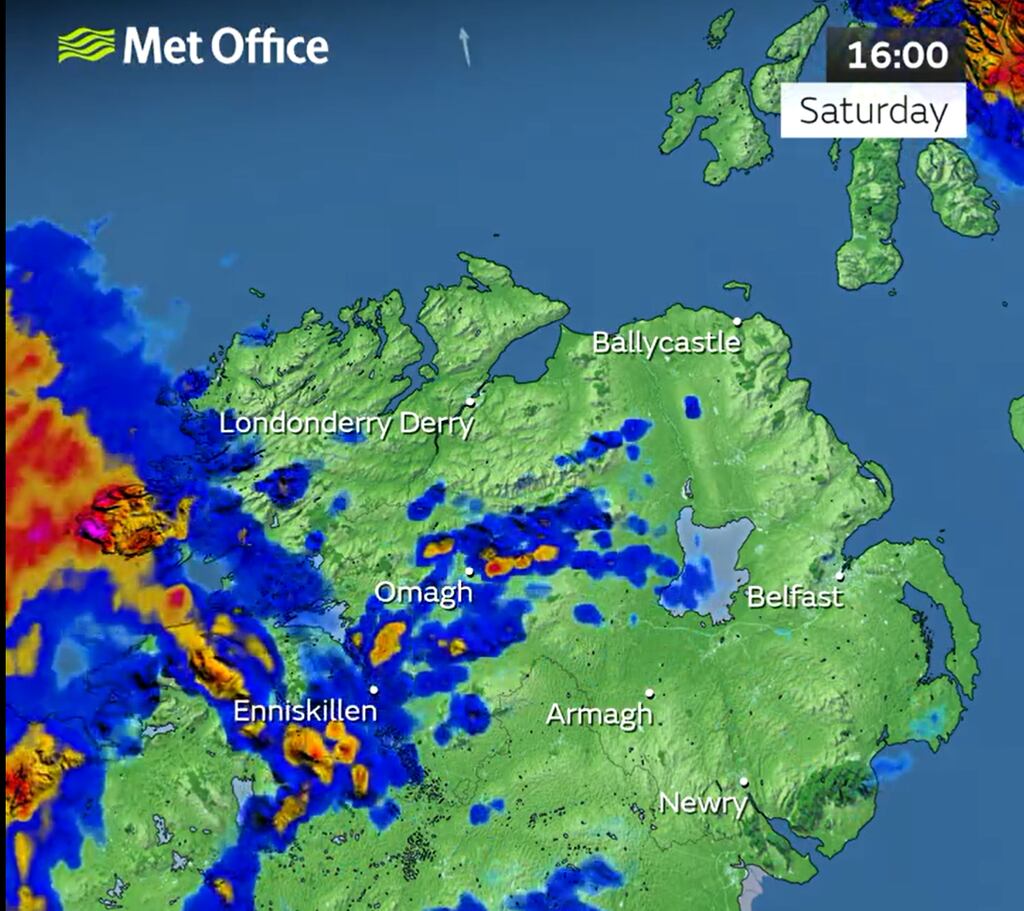 Northern Ireland emergency services responded to more than 100 calls within six hours last night as severe flooding was experienced in Derry, Strabane and parts of Donegal. Photograph: Met Office Northern Ireland