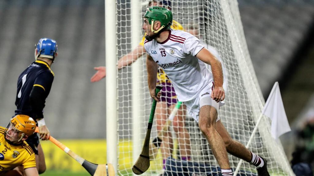 Galway’s Brian Concannon celebrates scoring a goal against Wexford. Photograph: Inpho