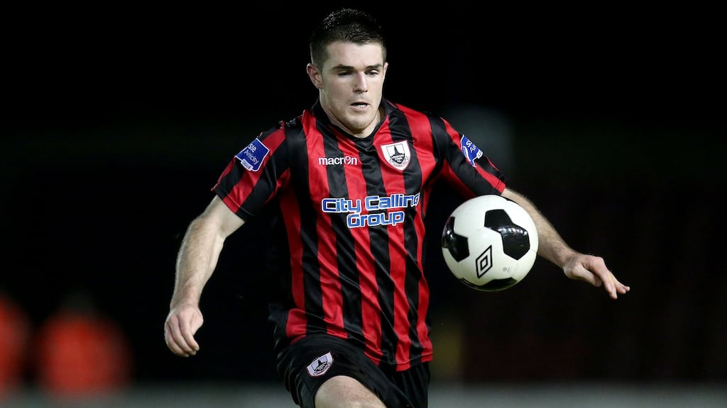 David O’Sullivan played a bizarre part in Longford Town’s equaliser against Bray Wanderers at City Calling Stadium. Photograph: Ryan Byrne/Inpho