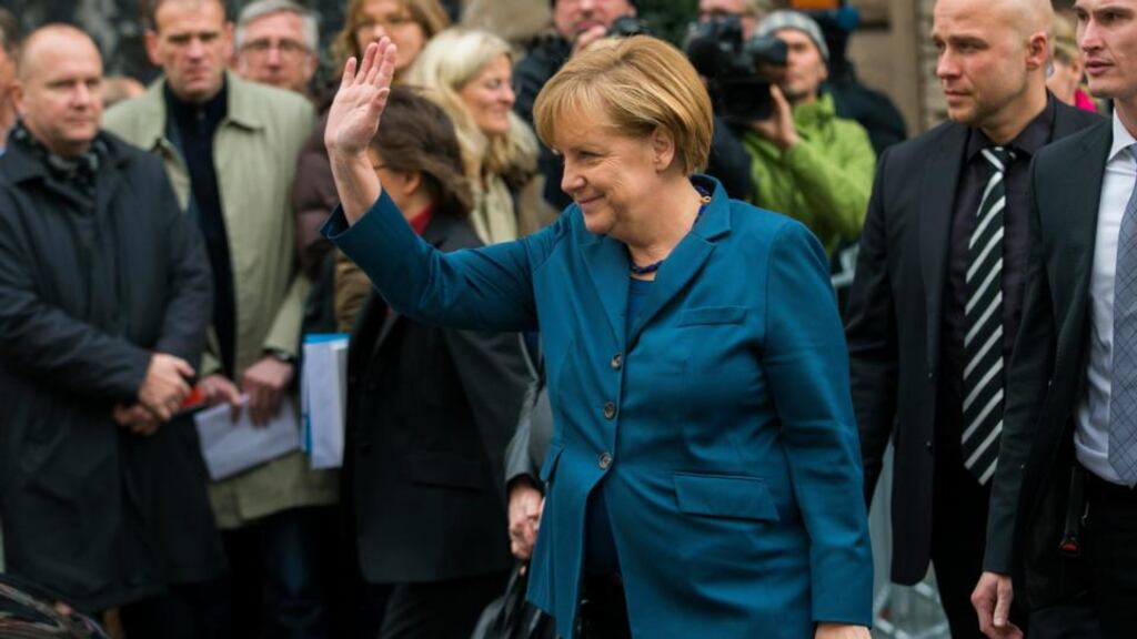 German Chancellor Angela Merkel, head of the Christian Democratic Union: within the troika the argument is made Dr Merkel’s caretaker government has no mandate to agree on a credit line and her incoming coalition would have to consider the terms on which any credit line is granted. Photograph: Reuters