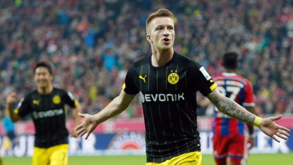 Borussia Dortmund and Germany winger Marco Reus has been fined more than half a million euros for repeatedly driving without a licence. Photograph: Michaela Rehle/Reuters