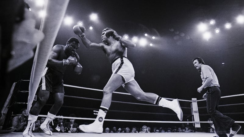 Muhammad Ali lunges at Joe Frazier during the ‘Thrilla in Manilla’. Photo: Getty Images