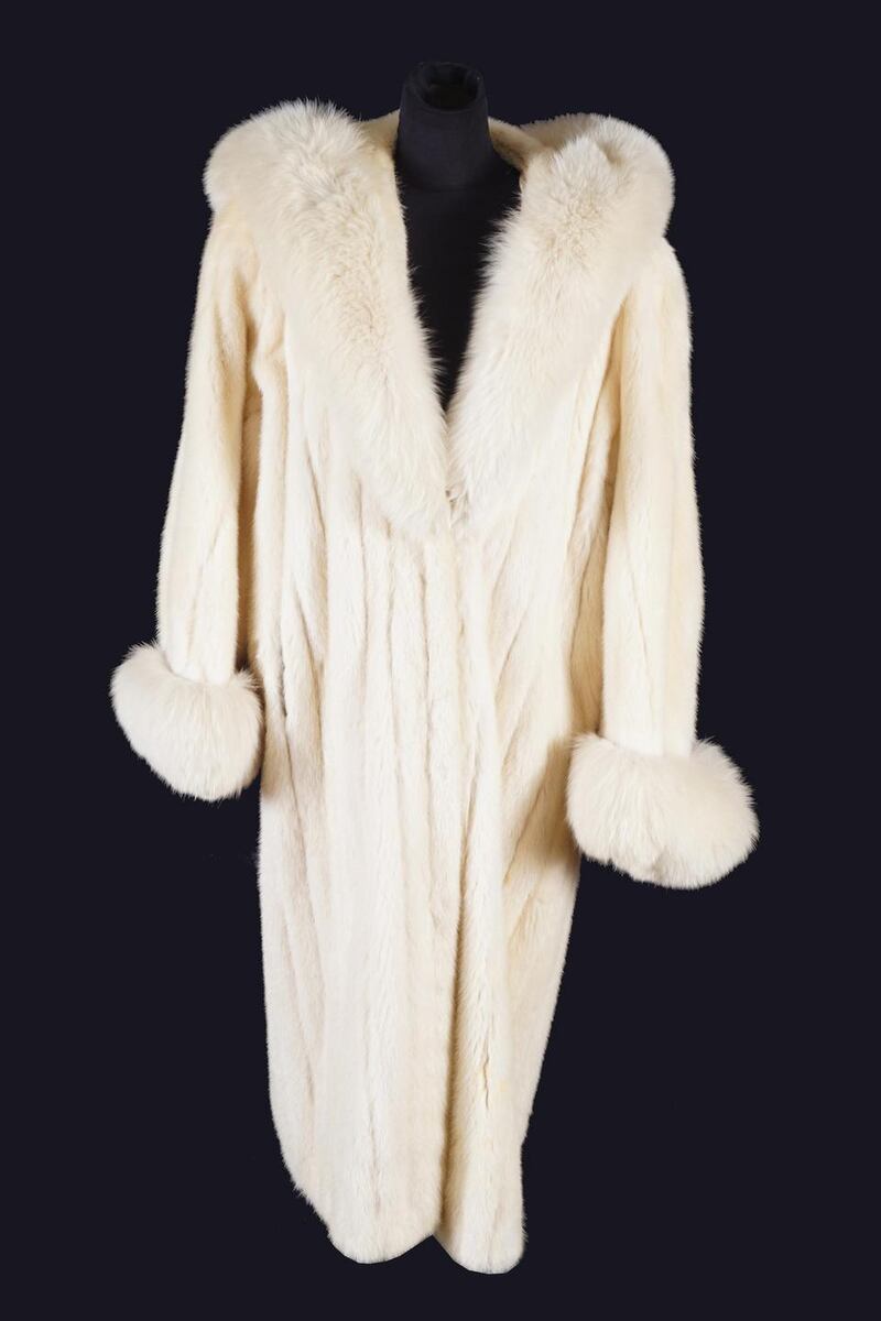 White mink coat trimmed with Arctic fox fur by Christian Dior, €3,000-€5,000