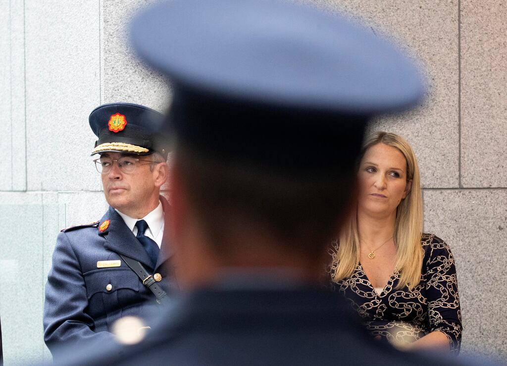 Garda Commissioner Drew Harris and Minister for Justice Helen McEntee. A new Policing Authority report examines issues including morale within the force. Photograph: Colin Keegan/Collins Dublin