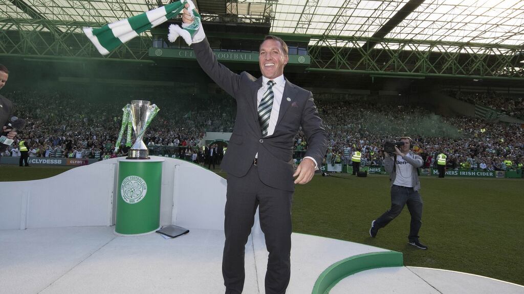 Brendan Rodgers was unveiled as Celtic manager in May. Photograph: Steve Welsh/Getty Images