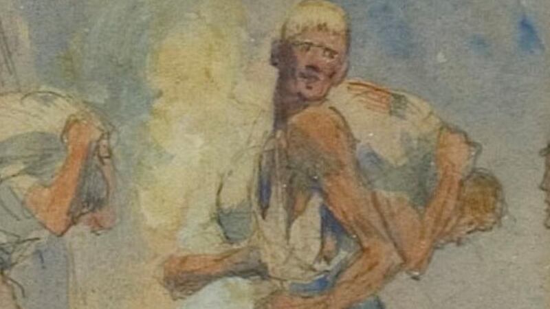 (Detail from) ‘The Gang’ by Jack B. Yeats shows Sligo dock labourers at work, c. 1900. The artist’s aunt was married to Arthur Jackson, the exceptionally resolute leader of the Sligo employers during the disputes of 1912 and 1913. (Courtesy of the Model Gallery, Sligo)